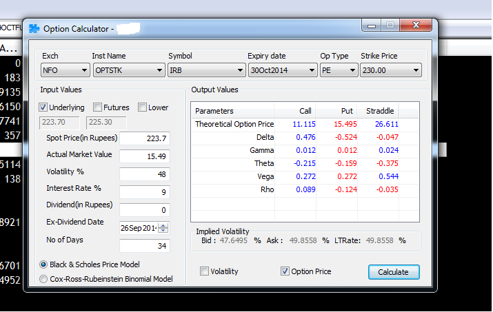 IRB_Options calculation