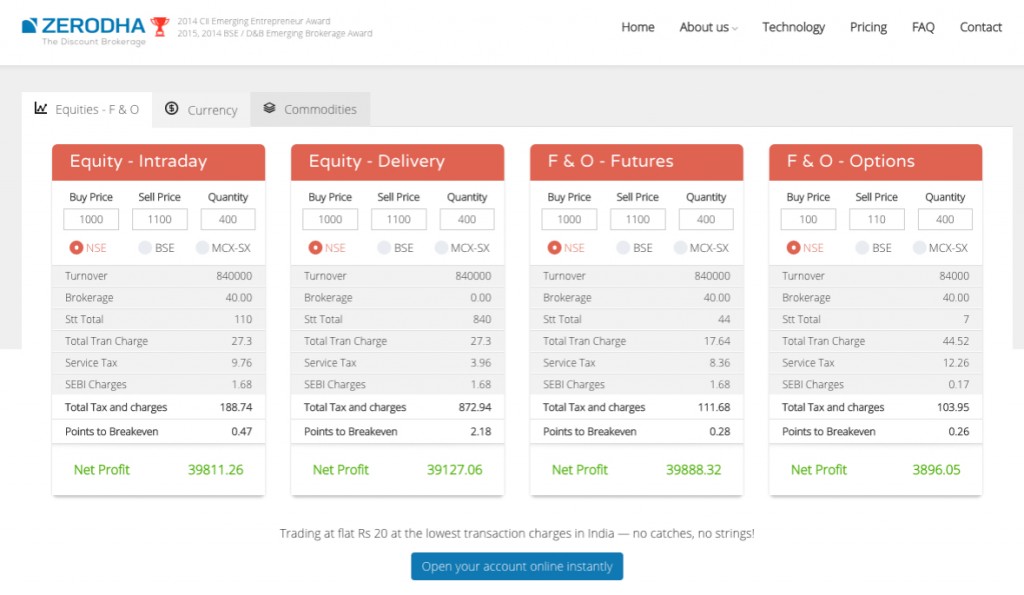 BROKERAGE CALCULATOR SCREEN SHOT