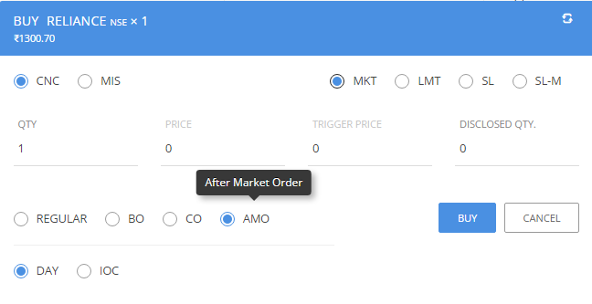 Pre market Post market After market Orders Z Connect by Zerodha