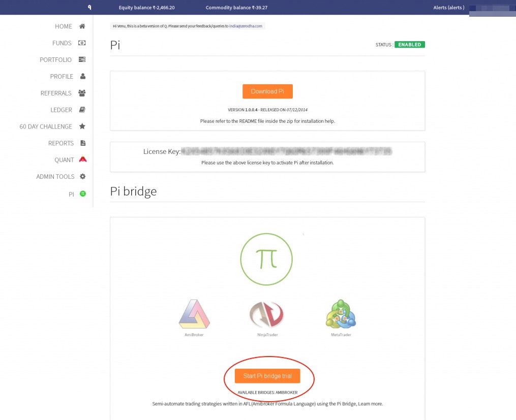 automatic trading in zerodha pi